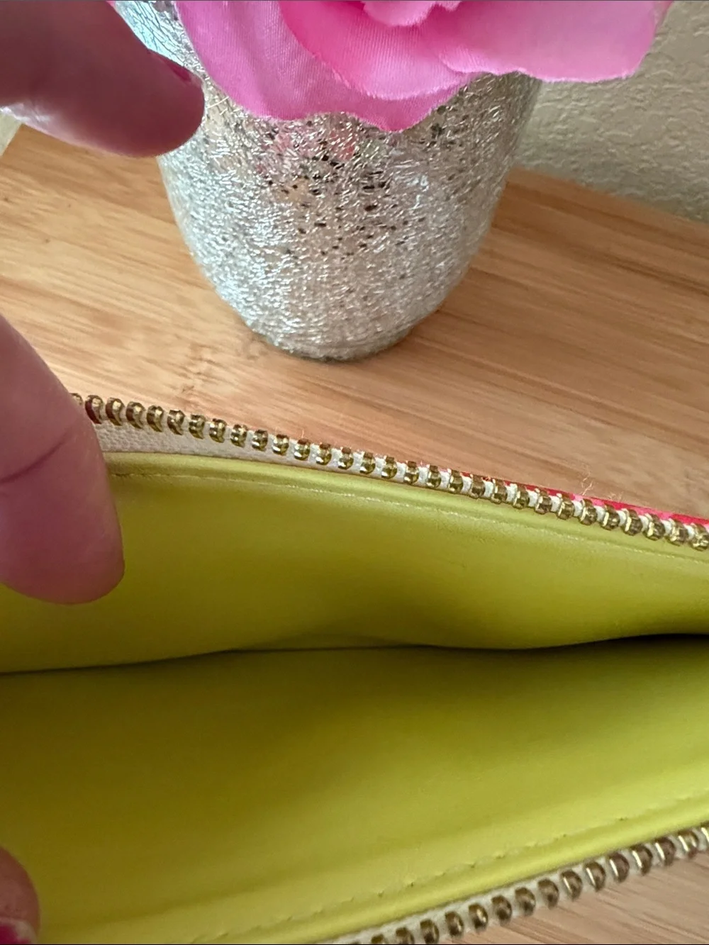 kate spade Pink Floral Glossy Zip Pouch